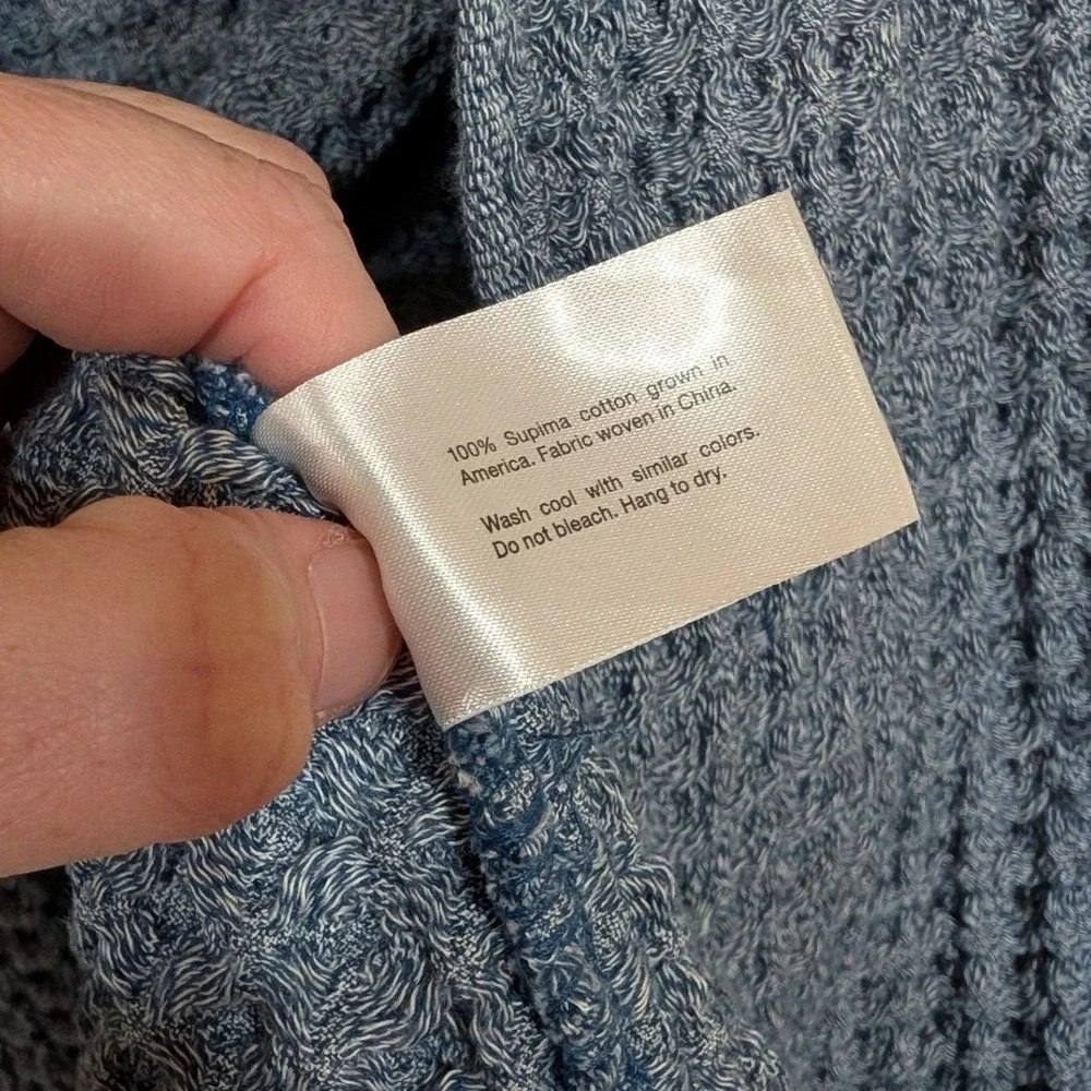 Onsen Hooded Waffle Robe Denim Blue Size L Supima Cotton Luxury Spa Huckberry‎